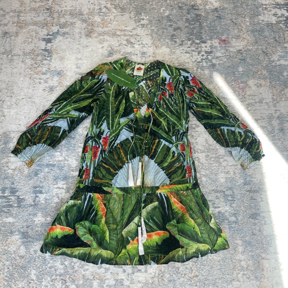 FARM Rio Green Tropical Mini Dress